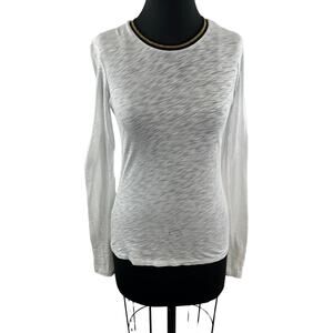 GOLDIE Lightweight White Long Sleeve Top Pima Cotton Round Neck Pullover Size XS